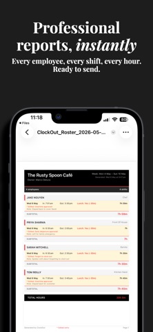 ClockOut: Staff Timesheet screenshot