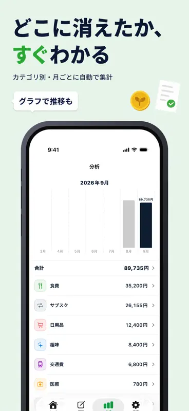 かんたん家計簿 - 固定費とサブスクも自動で記帳 screenshot 7 of 8