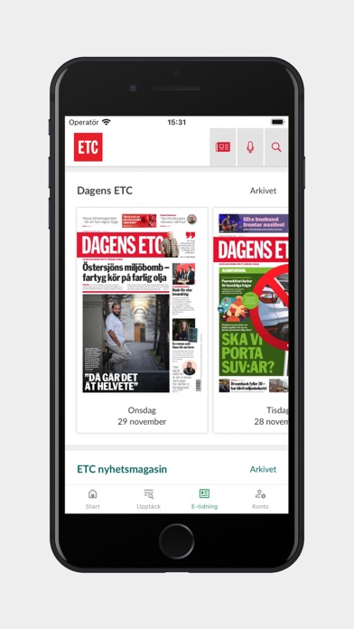 ETC tidningarna Screenshot