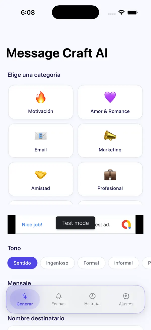 Screenshot #1 pour Message Craft AI