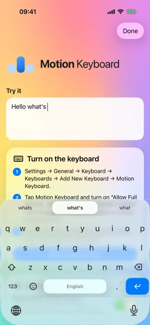 Motion Keyboard screenshot 1
