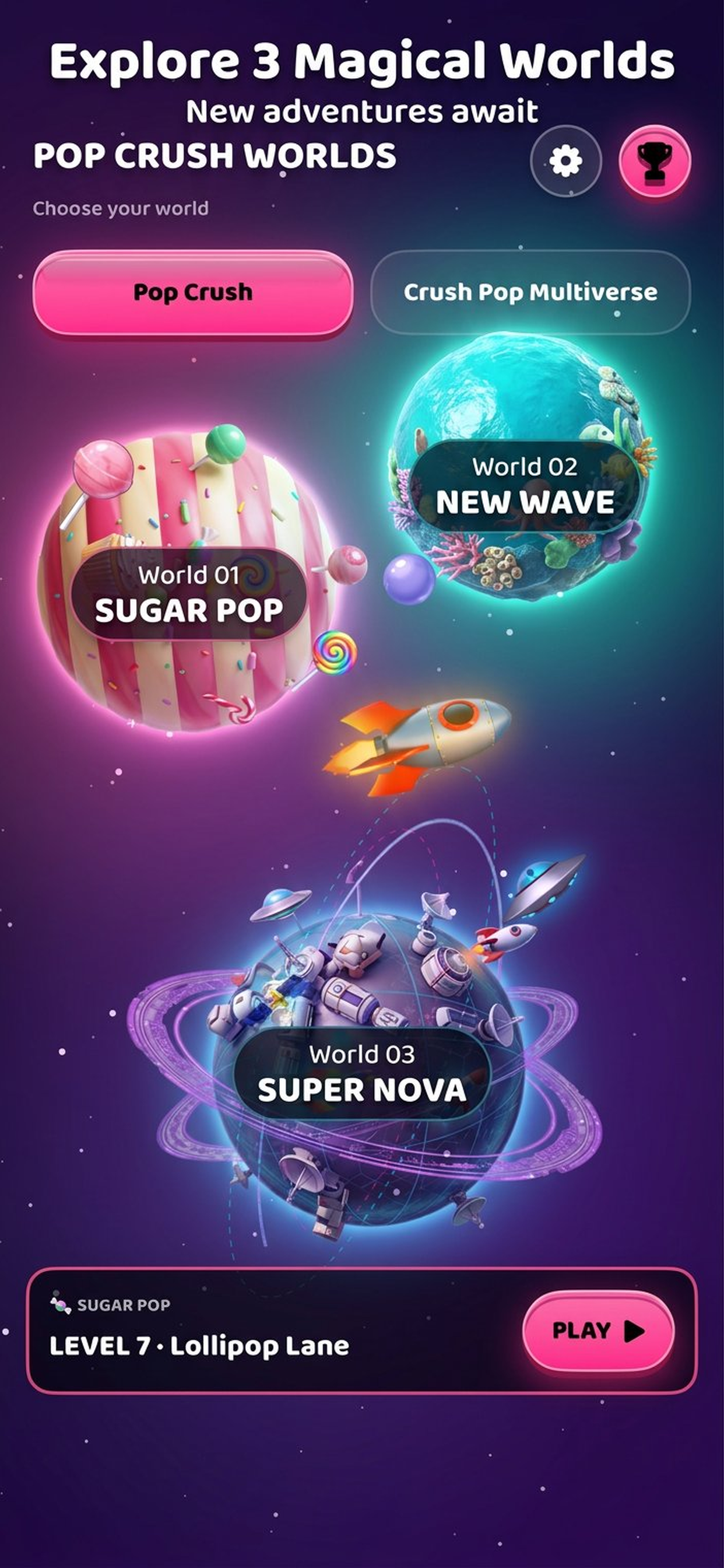 Pop Crush Worlds: Match & Pop screenshot 2