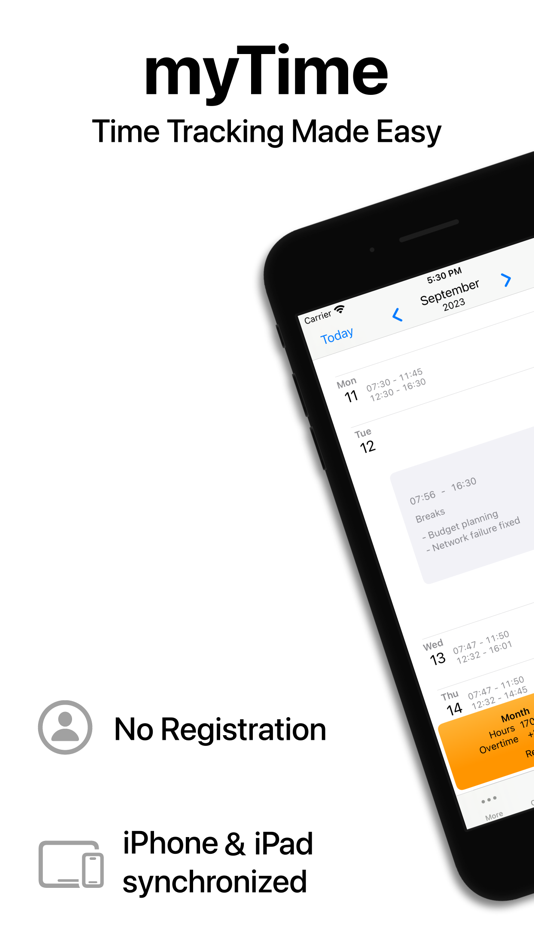 #1. Hours Tracker - myTime (iOS) 由: Heiner Gerdes