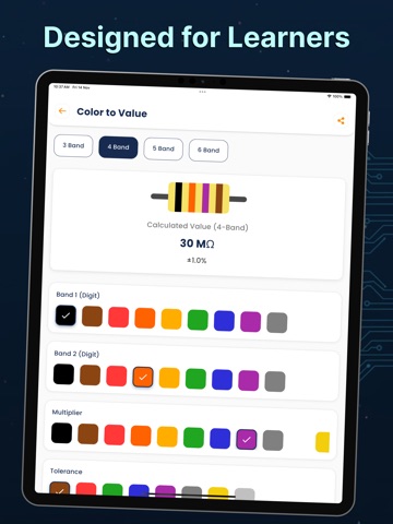 Resistor Color Code Calc. iPad screenshot