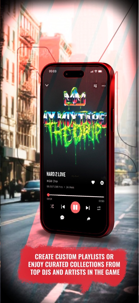 MyMixtapez: Playlists 24/7 - Users can immerse themselves in tracks like "HARD 2 LOVE" using the intuitive playback controls and easily share their discoveries via the integrated share icon.