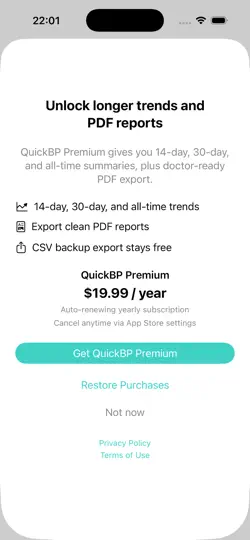 Captura de pantalla de QuickBP en iPhone 4
