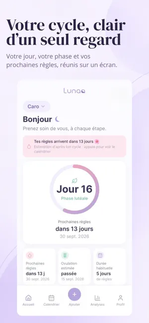 Lunaa – Suivi de cycle screenshot 1