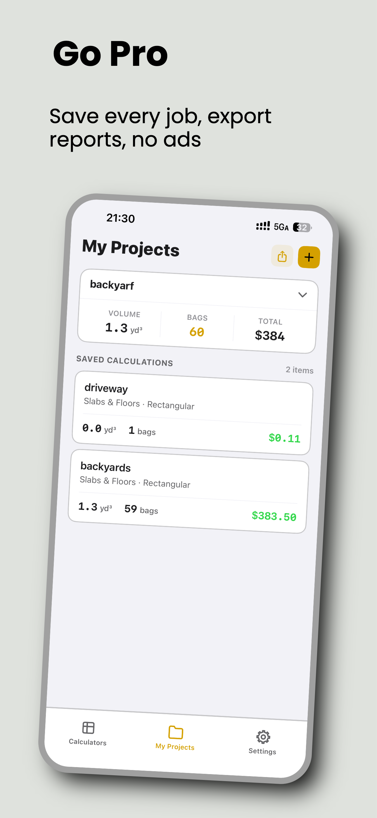 Pro Concrete: Bags & Tons Calc