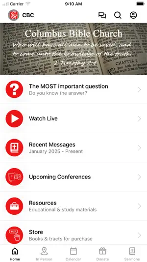 Columbus Bible Church screenshot 1
