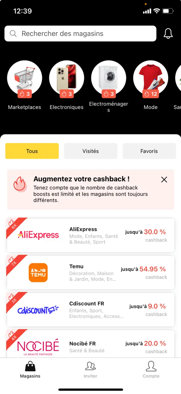 Screenshot #1 pour LetyShops Service de cashback
