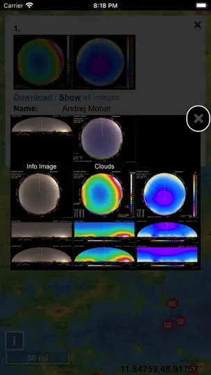 Captura de pantalla de Light Pollution Map en iPhone 6