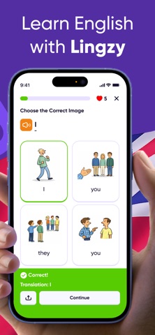 Lingzy: Learn English AI A1-C2 iPhone screenshot