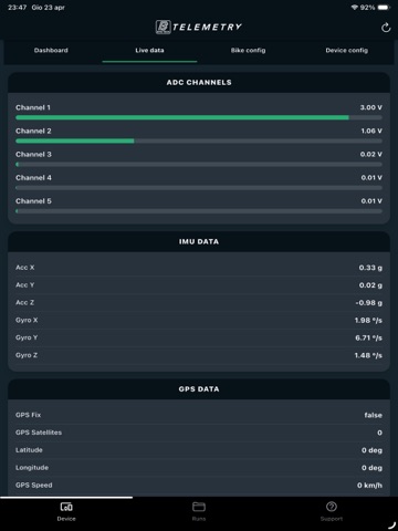 BYB Telemetry iPad screenshot