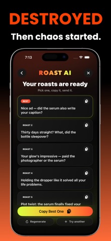Roast App - AI Savage Roast iPhone screenshot