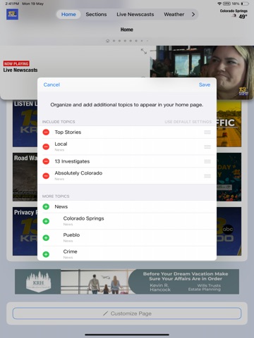 KRDO 13 Colorado Springs News iPad screenshot