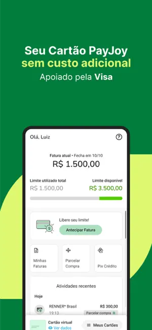 PayJoy - cartão de crédito iPhone screenshot 3