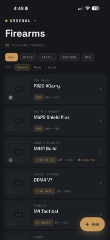 Arsenal - Firearm Tracker Screenshot 3 of 7