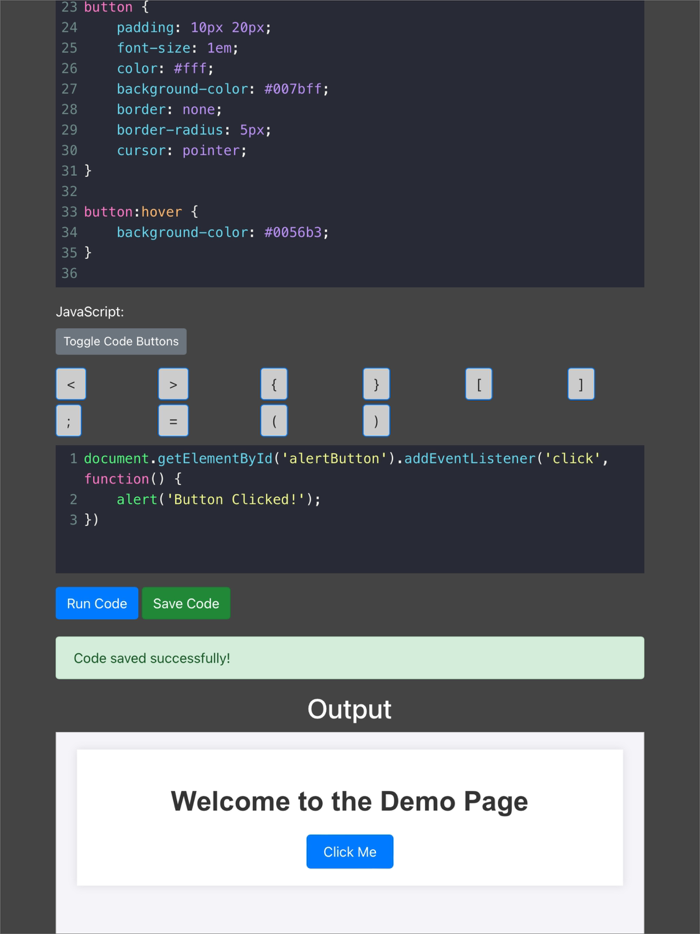 Simple Code Editor for Web