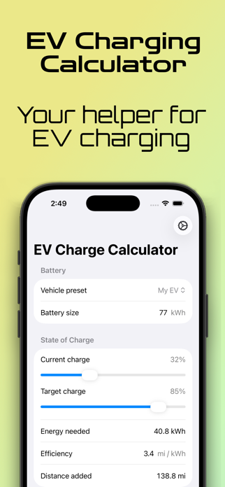EV Charging Calculator Screenshot 1 of 3