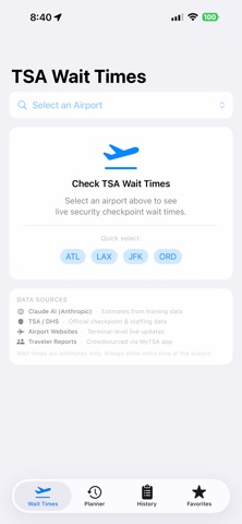 TSA Wait Times screenshot