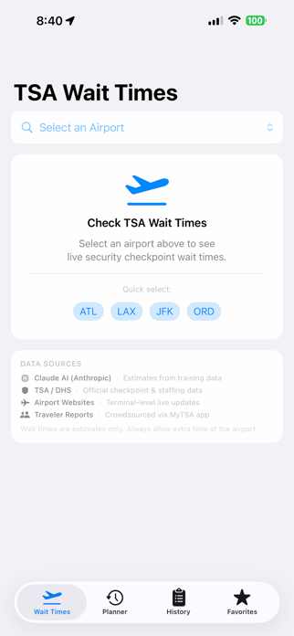 TSA Wait Times Screenshot 1 of 6