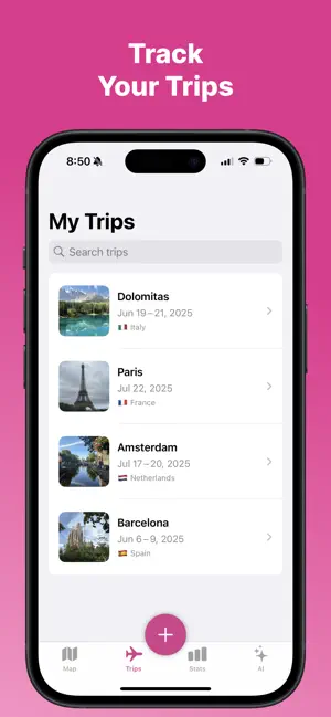 MyTrips: Travel Map Tracker screenshot 1