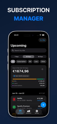 Subscription Manager: DuePilot Screenshot 1 of 3