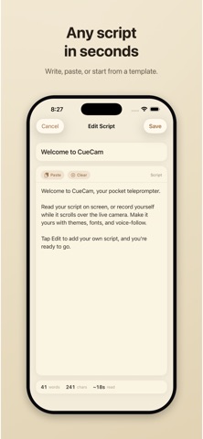 CueCam: Teleprompter screenshot