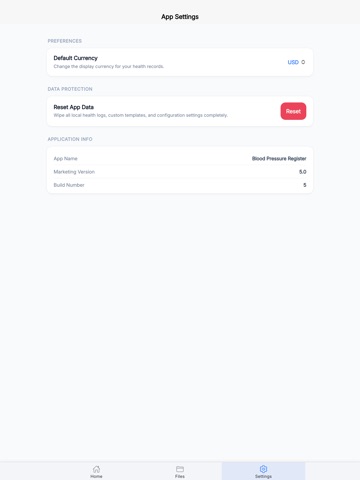 Blood Pressure Register iPad screenshot