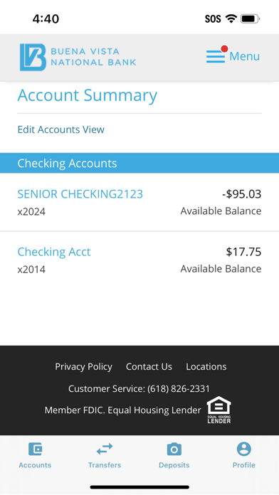 Buena Vista National Bank Screenshot