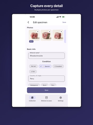 Specimen Log iPad screenshot