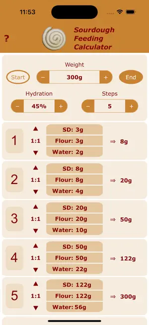 Sourdough Feeding Calculator screenshot 4