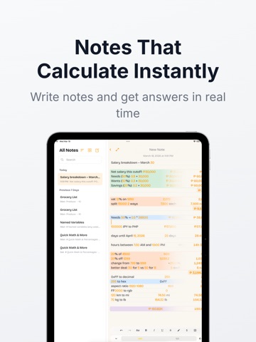 NoteCalc - Notepad Calculator iPad screenshot
