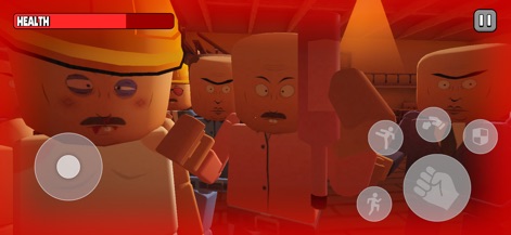 Gore Town Online Multiplayer - La tensión del combate es palpable, con una abrumadora cantidad de enemigos que rodean al jugador y una pantalla rojiza que alerta sobre el bajo estado de salud.