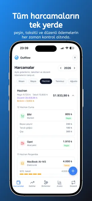 Outflow: Gelir & Gider Takibi screenshot 1