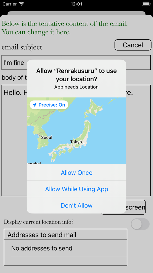 #3. renrakuSuru - contact with GPS (iOS) Podle: Masahiro Takahashi