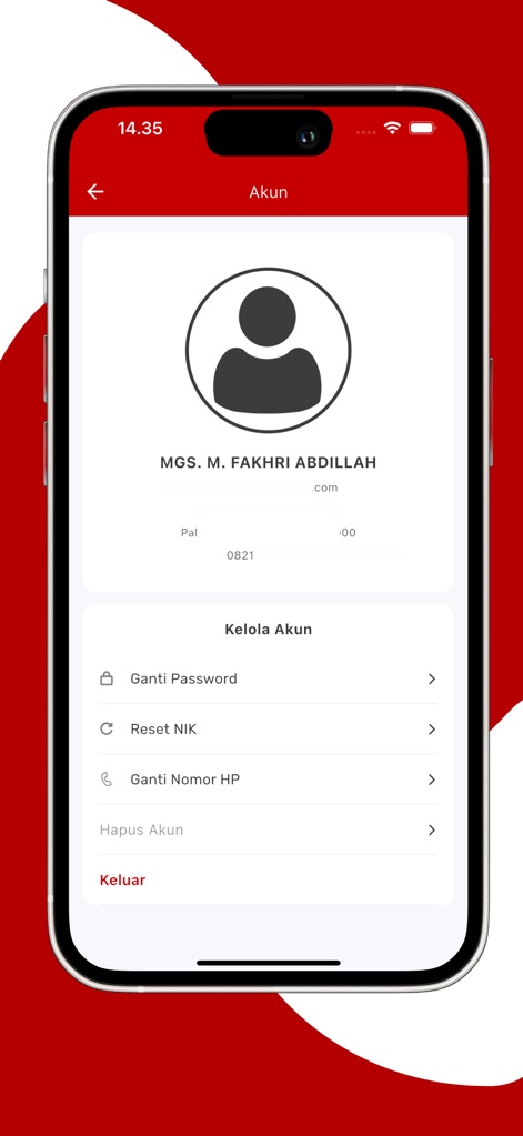 Sentuh Tanahku - Users can efficiently manage their personal details and account settings, featuring options to update security credentials and modify various personal information fields.