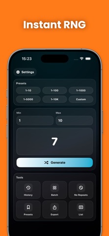 Random Number Generator – RNG iPhone screenshot