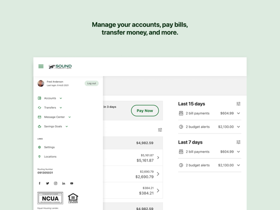 Sound Community Bank Mobile iPad screenshot 4 - Finance app