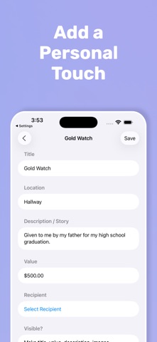 GiftHeir iPhone screenshot
