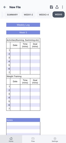 Fitness Planner iPhone screenshot