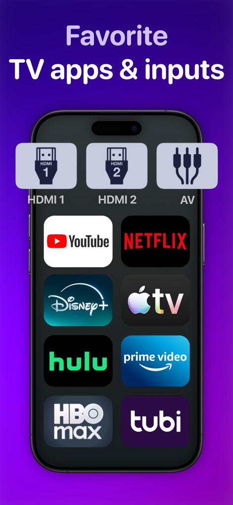 TV Remote Control “Universo” - Personalice su experiencia con botones de acceso rápido a sus entradas HDMI preferidas y sus aplicaciones de streaming favoritas como Netflix y YouTube.