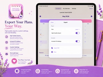 Printable Calendars iPad screenshot