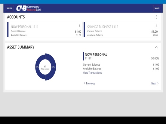 Community National Bank iPad screenshot 2 - Finance app