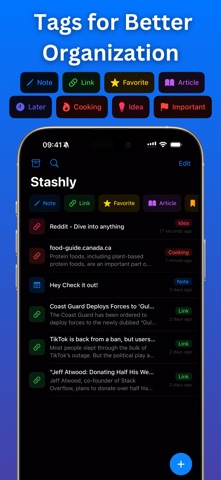 Stashly AI: Link & Note Saver iPhone screenshot