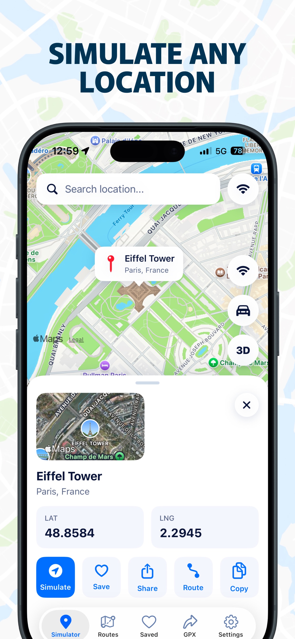 Screenshot 1 of GPS Location Simulator