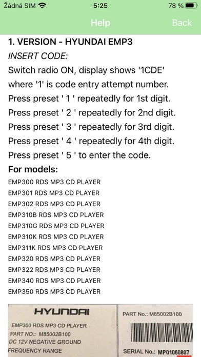 RADIO CODE for HYUNDAI TUCSON Screenshot