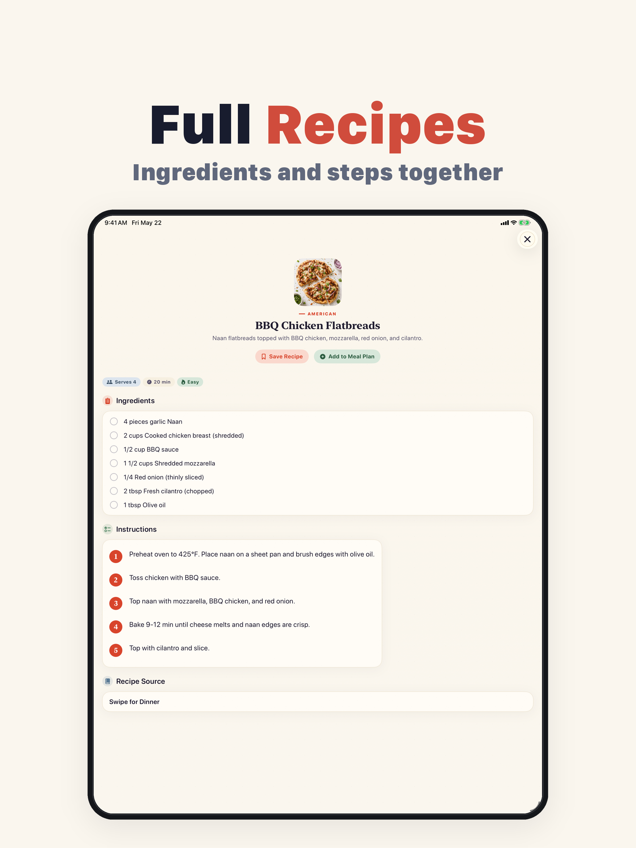 Meal Planner - Swipe Dinner