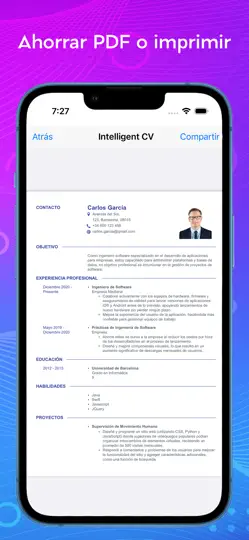 Captura de pantalla de Currículum Vítae - Crear CV en iPhone 4