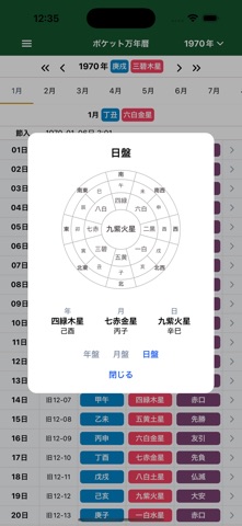 ポケット万年暦 app screenshot 2